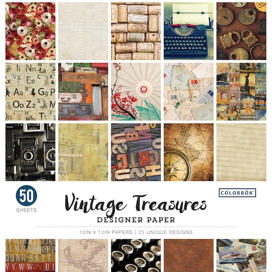 Colorbok&#xAE; Vintage Treasures Designer Paper Pad, 12&#x22; x 12&#x22;